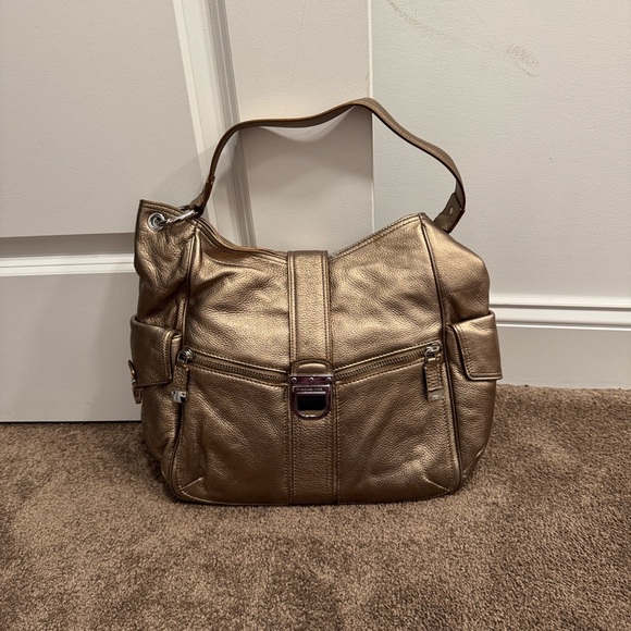 Michael Michael kors pebbled leather metallic gold shoulder bag purse NWOT - Picture 1 of 15